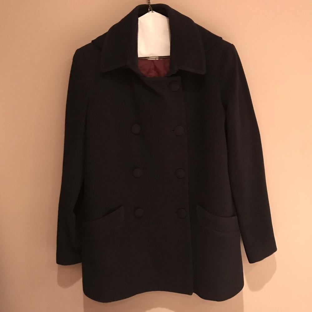Barney's Wool/Cashmere Navy Hooded Peacoat